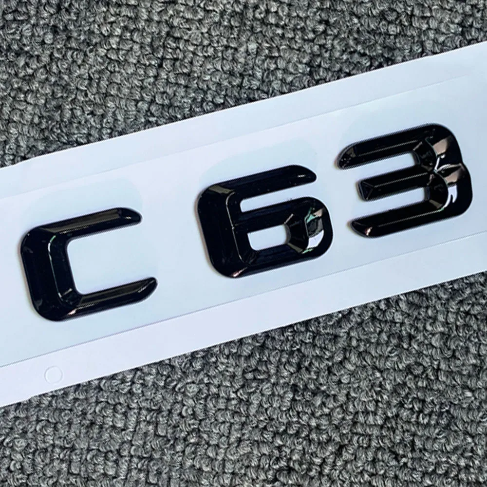 1X Car Rear Trunk Black Gloss Emblem Sticker Per Mercedes Benz Classe C C63