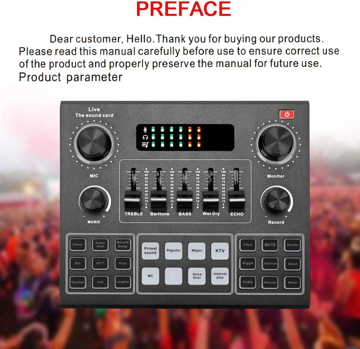 Audio mixer Audio Mixer Podcast BT Live Sound Board for iPhone PC Phone Microphone for Streaming Recording Gaming YouTube Broadcast