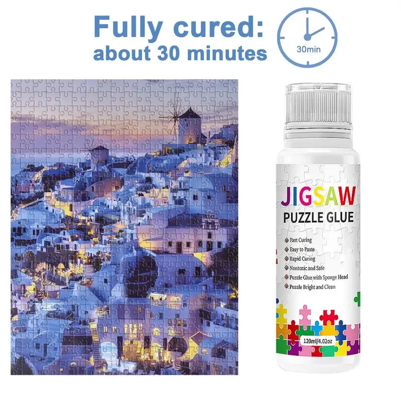 Jigsaw Puzzle Glue Clear with Sponge Head Quick Drying Bright and