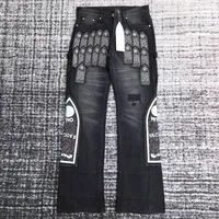 men embroidery patches distressed carpenter cargo jeans 1
