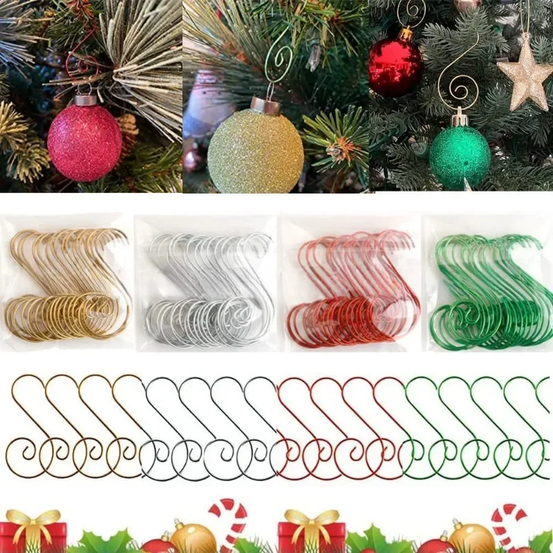 20pcs Christmas Wreath Hooks Christmas Tree Decoration Hanging Hooks Stocking Hangers S Hooks Christmas Accessories Home Decor
