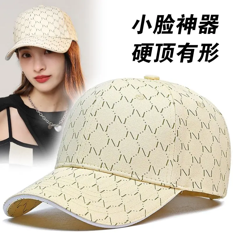 InlnDtor new hat female Korean version tide printed baseball cap hip-hop facial repair hard top leisure travel duck cap