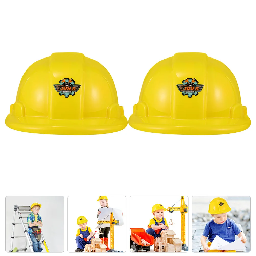 

2 Pcs Tool Hat Toddler Construction Toy Kids Plastic Hats Accessories Party Supplies Worker Caps Plaything Child for