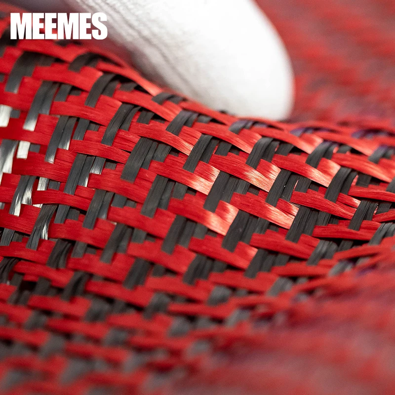 

Carbon Fiber Fabric 3K Red Kevlar & Carbon Fiber Cloth Aircraft Pattern Weave Jacquard Lotes Use For DIY