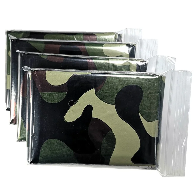 Emergency Thermal Blanket emergency blanket Folding Waterproof Windproof First Aids Mats Sunshade Reusable Portable Poncho Camping Mat Pad 1pcs