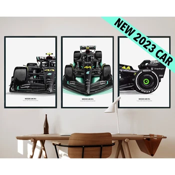 루이스 해밀턴 포스터 캔버스 페인팅 프린트 벽 아트 사진, 거실 홈 장식, 프레임리스, W14 F1, 3 2023 세트