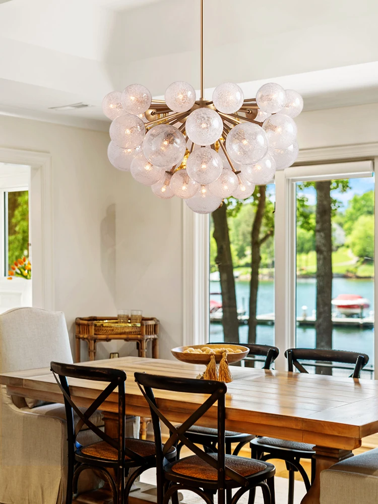 E14 LED American Golden Chrome Stainless Steel Glass Chandelier Lighting Suspension Luminaire Lampen For Dinning Room