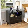 With Charging Station, Wide Fluted Nightstand,  Dresser with Storage Drawers, Bedside Table with Metal Handle & Leg 1