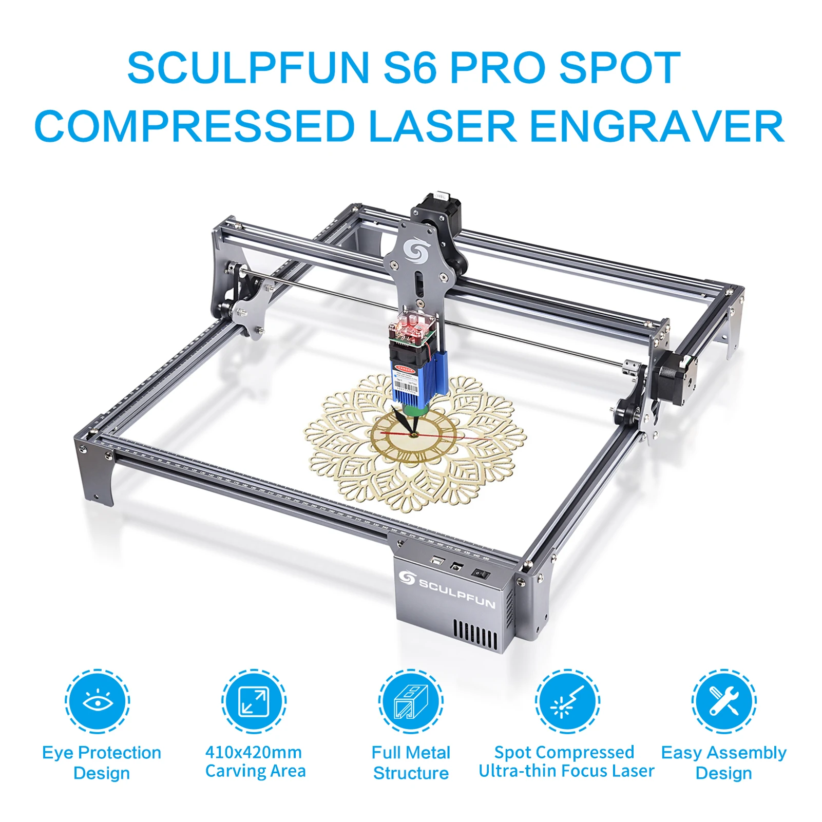 SCULPFUN S9/S6 Effect Laser Engraving Machine Ultra-thin Laser Beam Shaping Technology Acrylic Engraver Cut Machine 410x420mm wood routers for sale
