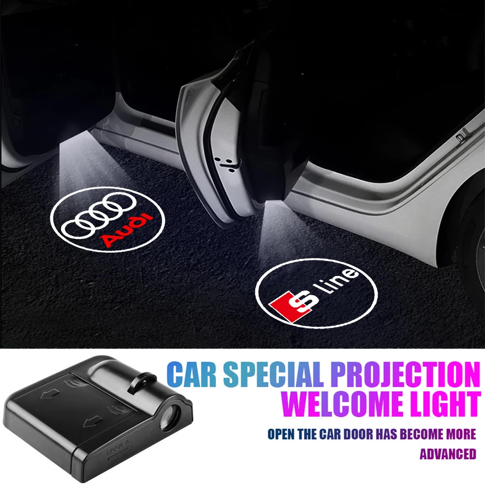 2Pcs Led Car Door Magnetic Welcome Light Proiettore Lampade Per Audi Sline A8 A8L Tt Q1 Q2 Q3 Q4 Q5 A4 A4L S2 S3 S4 S5 S6 C5 C6 C7
