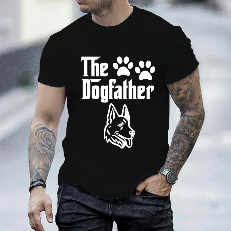 Забавные мужские футболки Dogfather, футболка с собакой, папой немецкий пастух, мужские футболки с коротким рукавом, летняя футболка большого размера, футболка