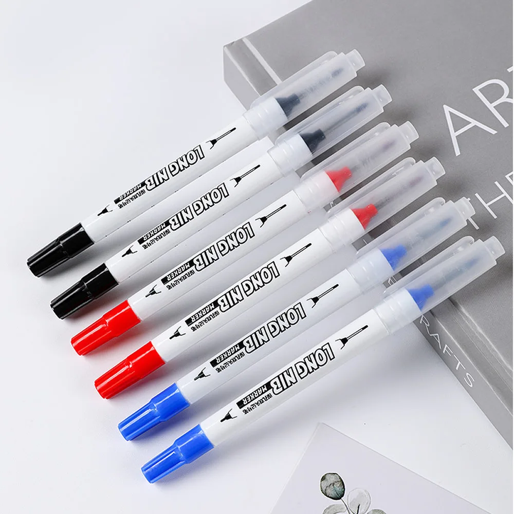 10pcs 20mm Double-Tip Deep Hole Long Head Nib Markers Graffiti Marker Metal Pen Waterproof Woodworking Decoration Multi-Purpose