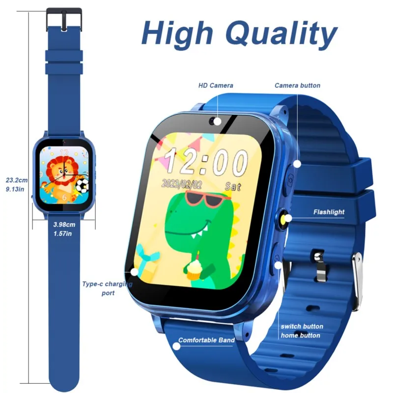 Children's Wristwatch 22 Games Kids Smart Watch Music Play Flashlight Pedometer Habit Tracking Smartwatch Boys Girls Gifts Clock 6