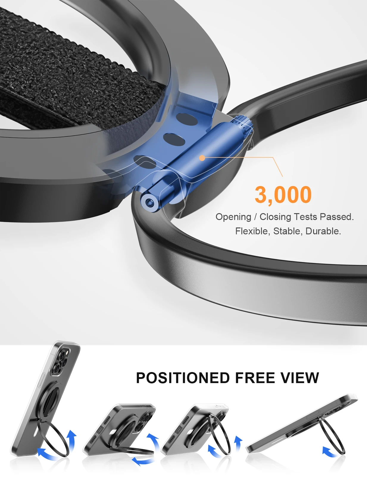 EWA MagOne 울트라 휴대폰 홀더, iPhone 15, 14, 13 Pro/Max/Plus용 탈착식 자기 링 마운트 킥스탠드 링