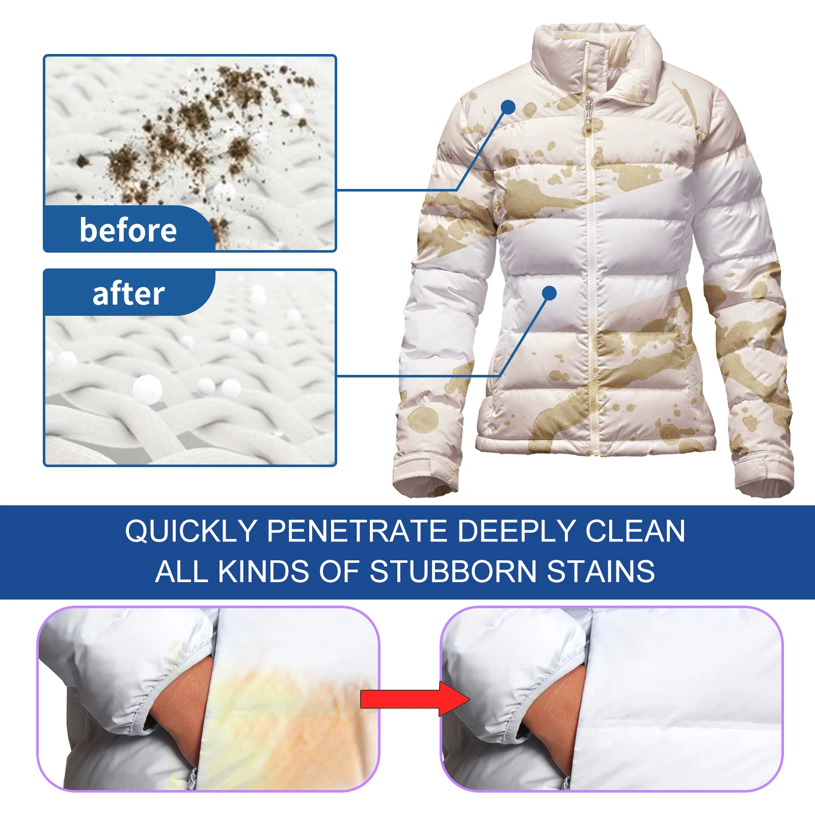 JAYSUING Fabric dry cleaning agent powerful decontamination convenient and fast for clothes, small white shoes, no need to wash