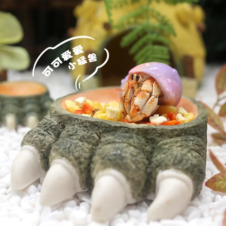 Hermit Crab Water & Food Dishes-Bathing Pool with Drowning Prevention SML Dual/Triple Compartment, Resin & Ceramic BPA-free