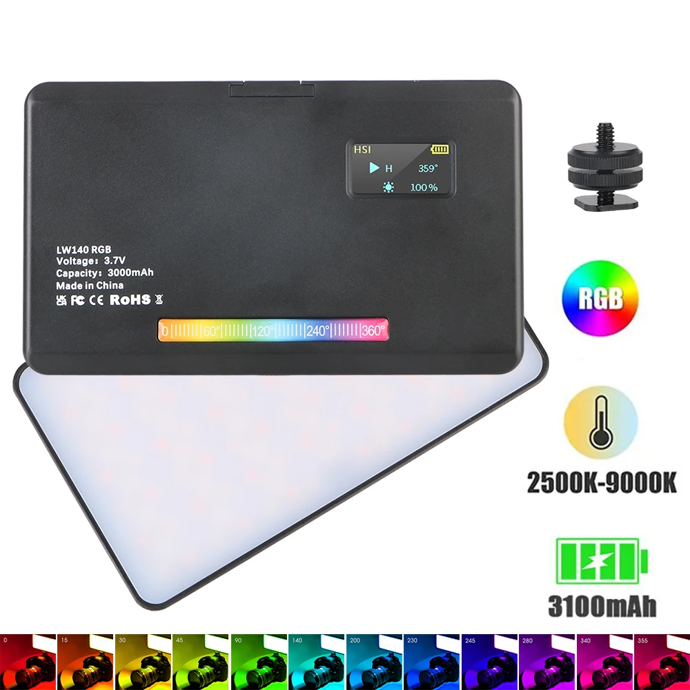 

3000mAh 2500K-9000K LW140 LED Video Light Camera Lights Rechargeable Studio Photo Lamp For Photography RGB Portable