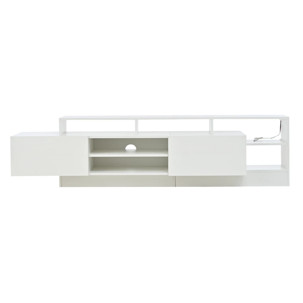 190 x 40 x 48,5 cm moderner TV-Schrank für TV-Geräte bis zu 70 Zoll, offener Stauraum mit LED-Anzeigen, Lowboard mit Hochglanz – Detail 25