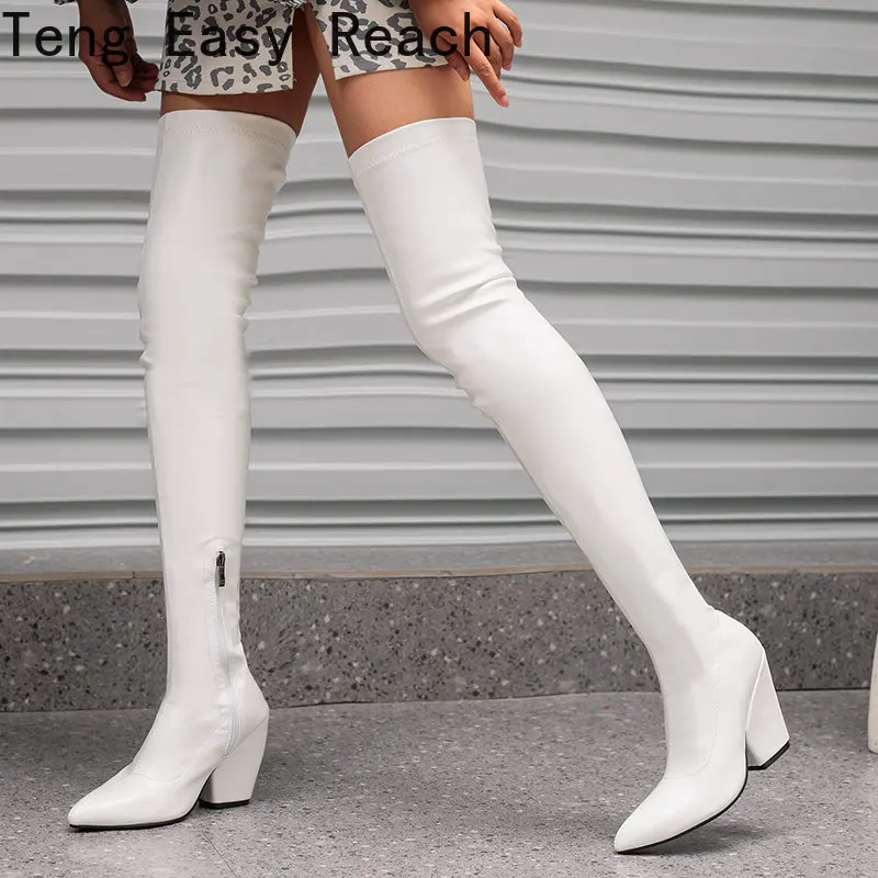 

Sexy Over-the-knee Boots Women Autumn Winter Elastic Leather Over The Knee Boots for Women Black Heels Long Shoes Large Size