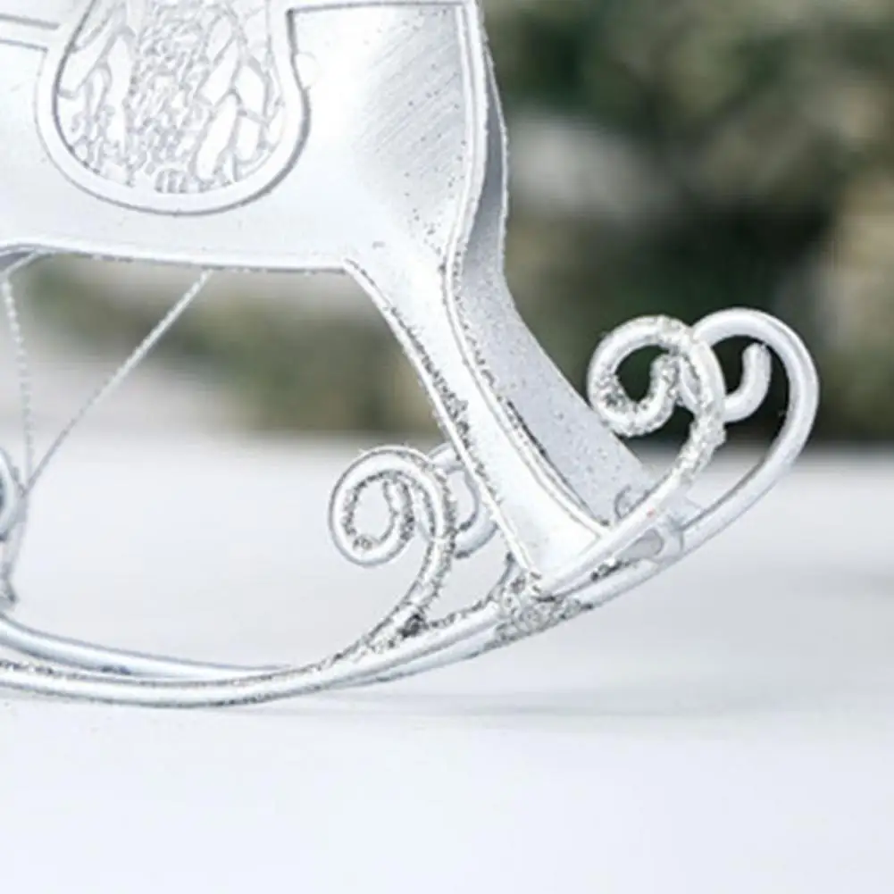 15cm Christmas Rocking Horse Ornament Xmas Tree Hanging Rocking Pony Decoration Pendant Home Office Desktop Horse Figurine