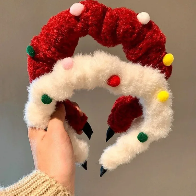 Creative Colorful Candy Beans Christmas Red Plush Women's Headwear High Top Hair Clip Headpiece 2025 Autumn/Winter Style