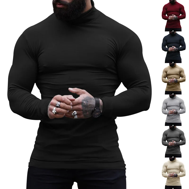 New Solid Color Turtleneck Cashmere Weater Slim Fit Pullover Base Knitwear Sweater Men's Keep Warm Inner Match Men's Clothing 4