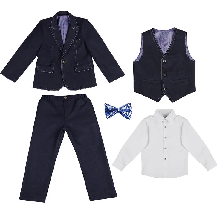Kinder Junge Schwarz Blazer Weste Hose 4/5PCS Set 1-14Y Kinder Jungen Taufe Hochzeit Prom Anzug Junge Teenager junge Elegante Anzug Kostüm – Detail 8