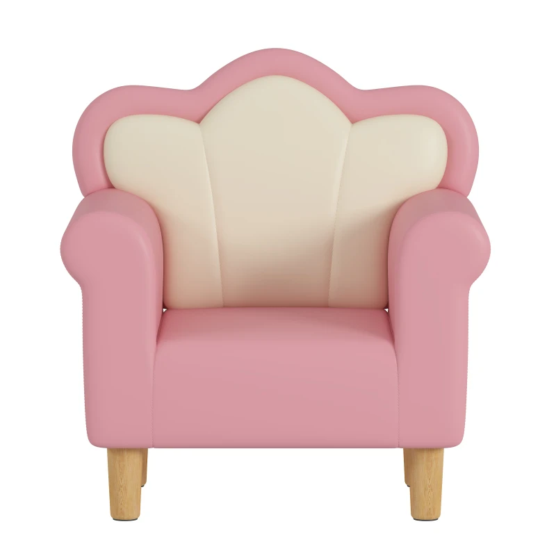 Upholstered Kids Sofa Princess Armchair Children Petal Shape Toddler Sofa Chair For Playroom Children's Bedroom Pink+white 3