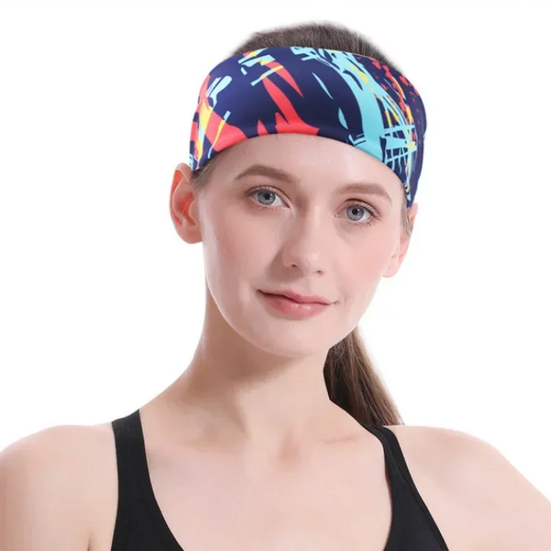 다채로운 스포츠 머리띠 Sweatband 높은 탄성 체육관 러닝 요가 헤어 밴드 통기성 여성 야외 스포츠 테니스 Headwrap 1pc