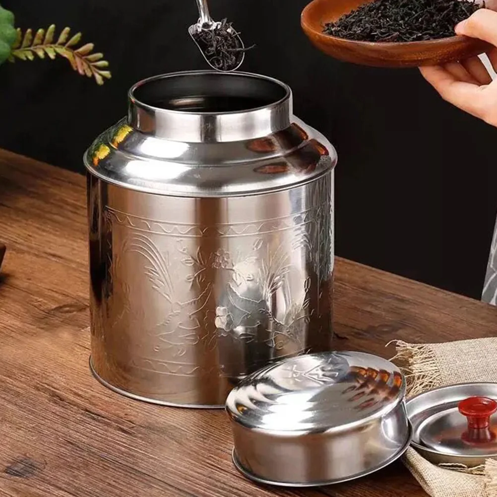 Tea Canister Storage Tin Jar Coffee Container Sugarmetal Loose Steel Containers Stainless Leaf Kitchen Canlid Sealed Airtight Tea Tin Box Tea Canister