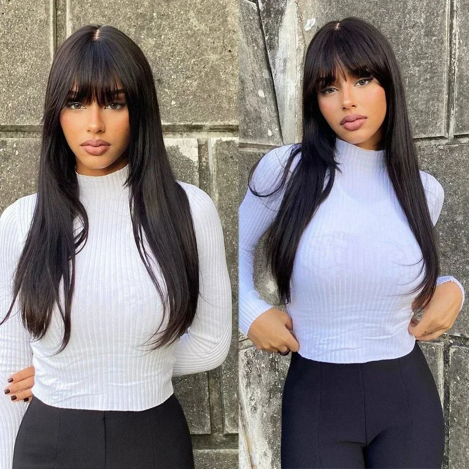 Natural Looking Layered Lace Wigs with Bangs
