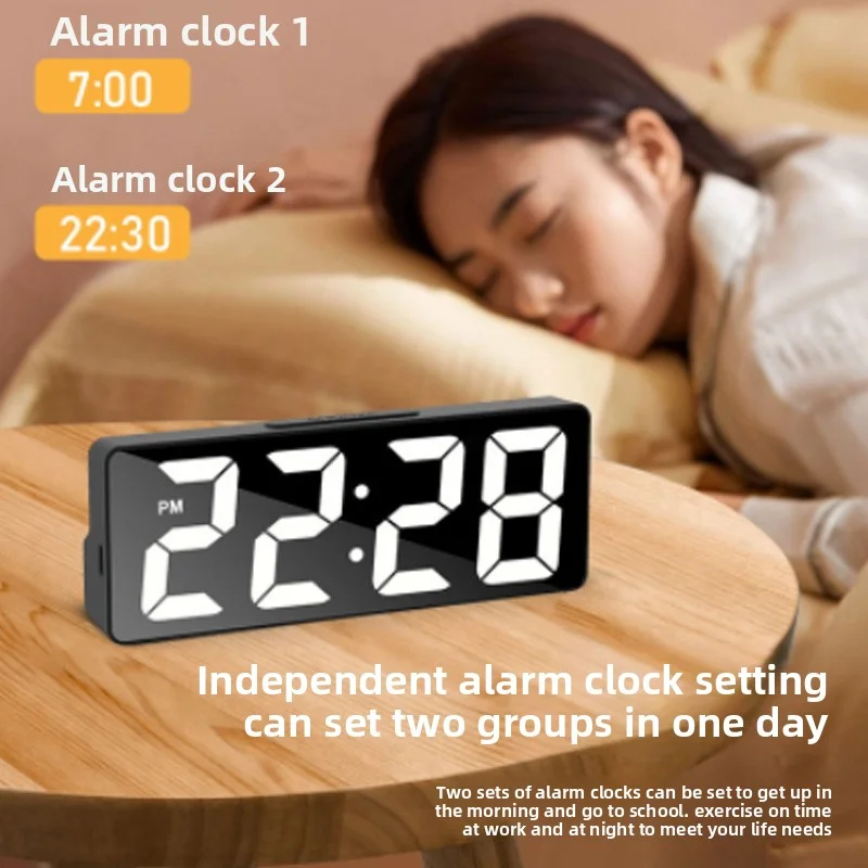 Enhanced Digital LED Alarm Clock with Temperature Display and Adjustable Brightness