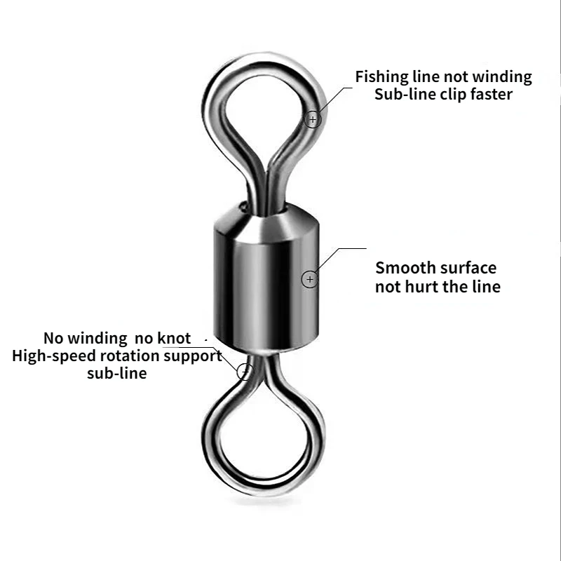 Fishing Swivels 100PCS/Lot Ball Bearing Swivel with Safety Snap Solid Rings Rolling Swivel for Carp Fishing Accessories