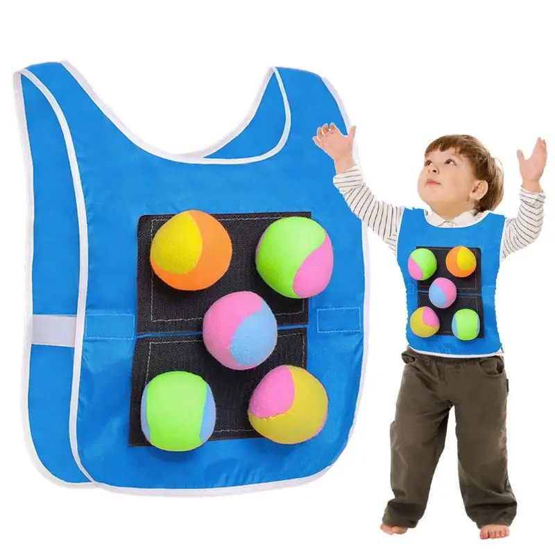 

Stick Ball Vest For Kids Sticky Ball Target Game With 5 Balls And 1 Vest Catch Toss Soft Toy Balls Parent-Child Interaction