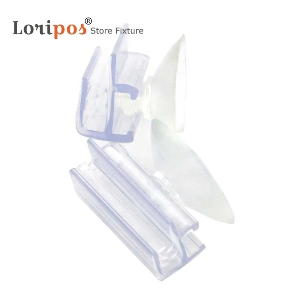 Suction Cup Flush Mount Soft Gripper Window Glass Wall Shelf Rack Price Tag Holder Show Pvc Flag Sign Hanger Toothed Clips window shelf hanger