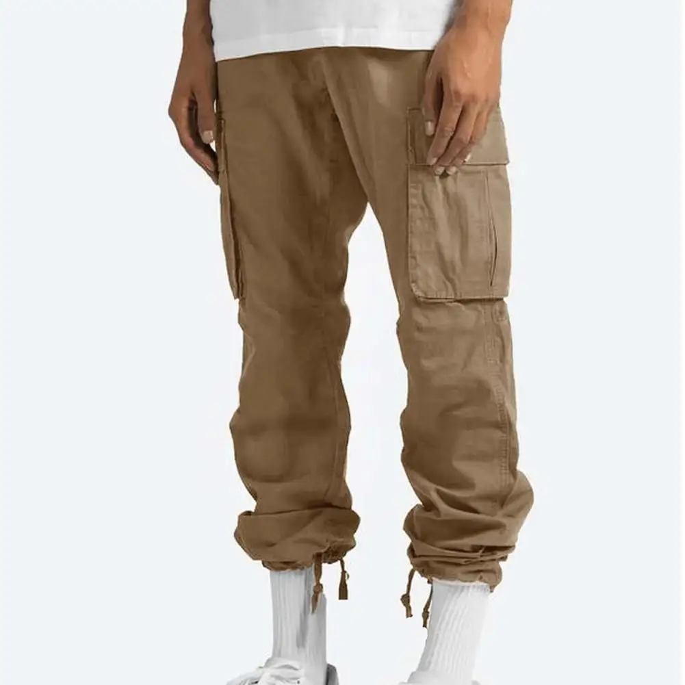 

Брюки-карго мужские с эластичным поясом, винтажные мягкие дышащие штаны с множеством карманов, уличная одежда в американском стиле для спорта
