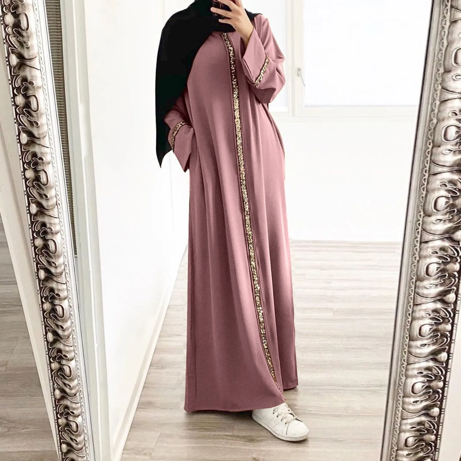 Eid Abaya Dubai Modest Turkey Muslim Long Dress for Women Arabic Sequin Islamic Dresses Evening Party Gown Moroccan Kaftan Robe