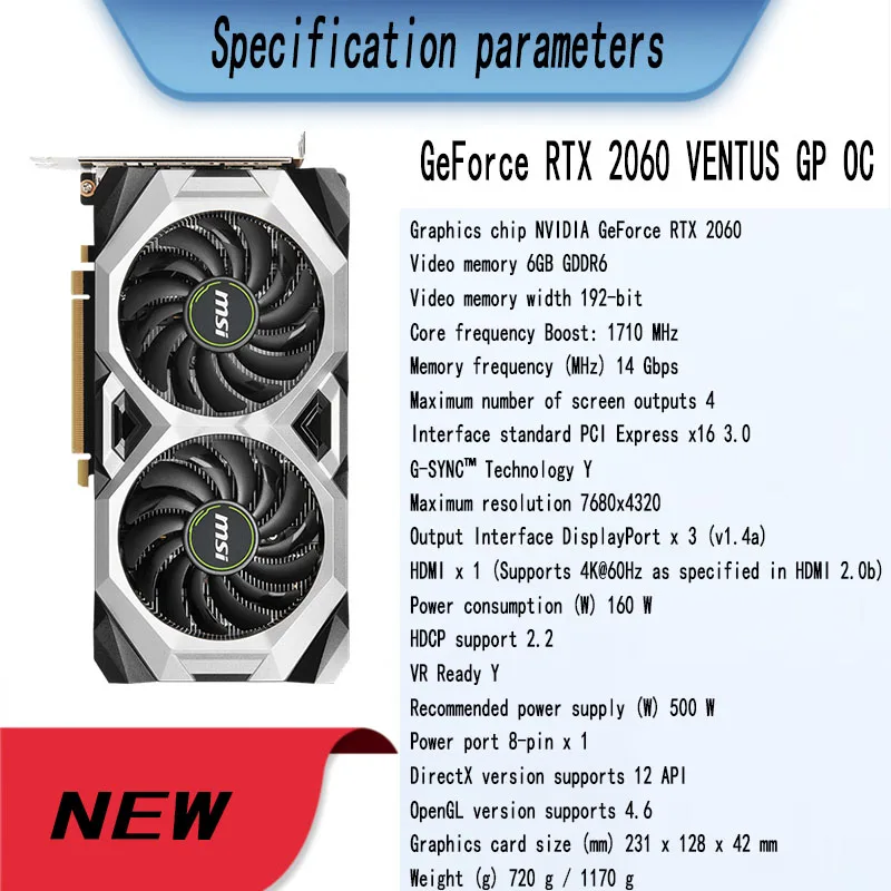 Msi Geforce Rtx 2060 Ventus Gp Oc New 2060 Gddr6 6g 192 Bit Video