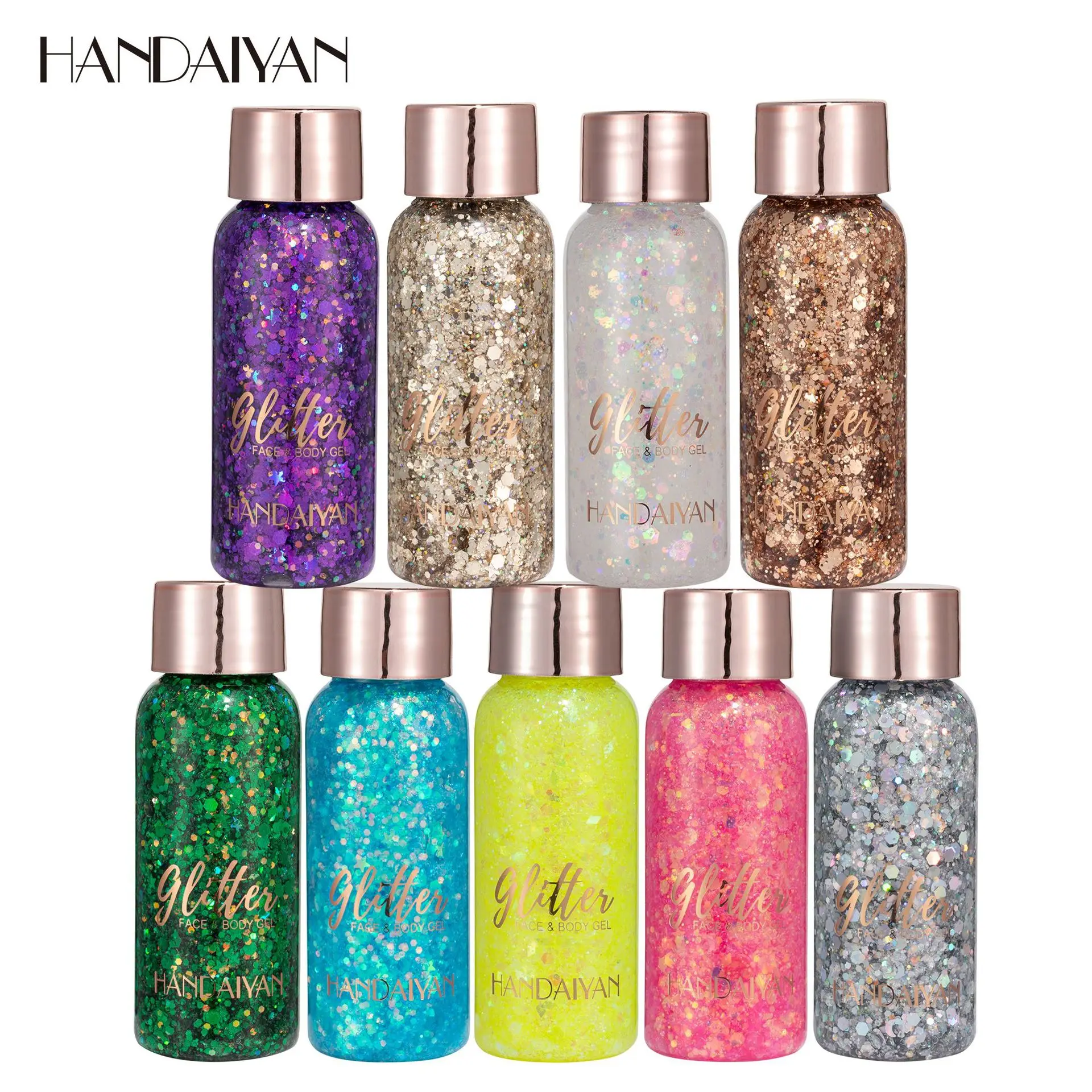 Handaiyan-pegatinas para cara y cuerpo con purpurina de ojos, arte de Gel, lentejuelas sueltas, crema, joyas de diamantes de imitación, maquillaje, fiesta, Festival