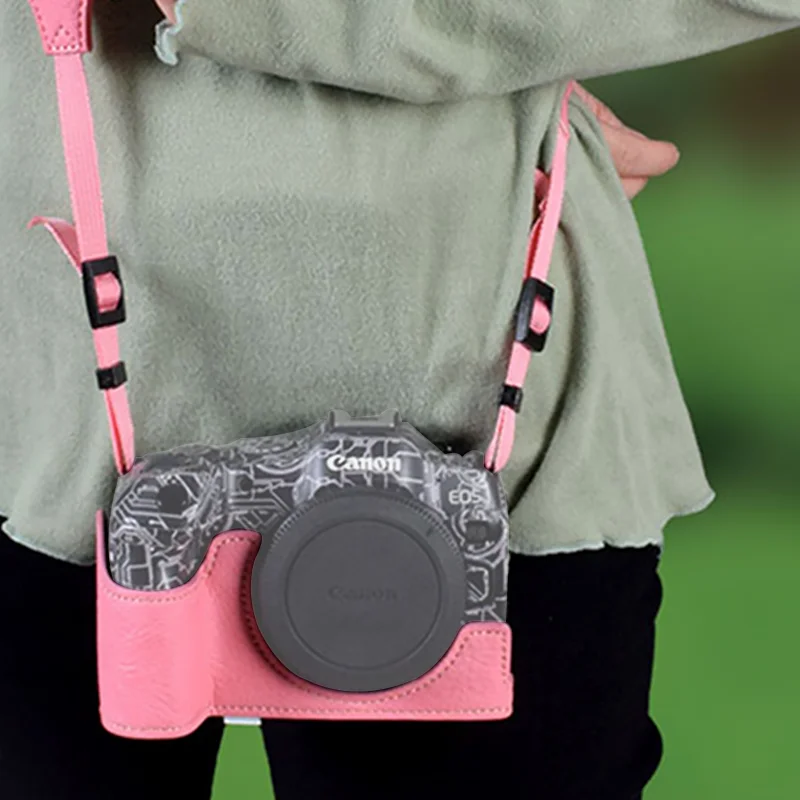 DSLR 카메라 가죽 보호 베이스 쉘, 내장 스트랩, 카메라 가방, 캐논 R8 DSLR 카메라