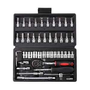 46pcs Socket Wrench Set Ratchet Spanner Multi-functional Car Repair Tool Carbon with Hexagon Socket/Extension Rod Workshop Tools