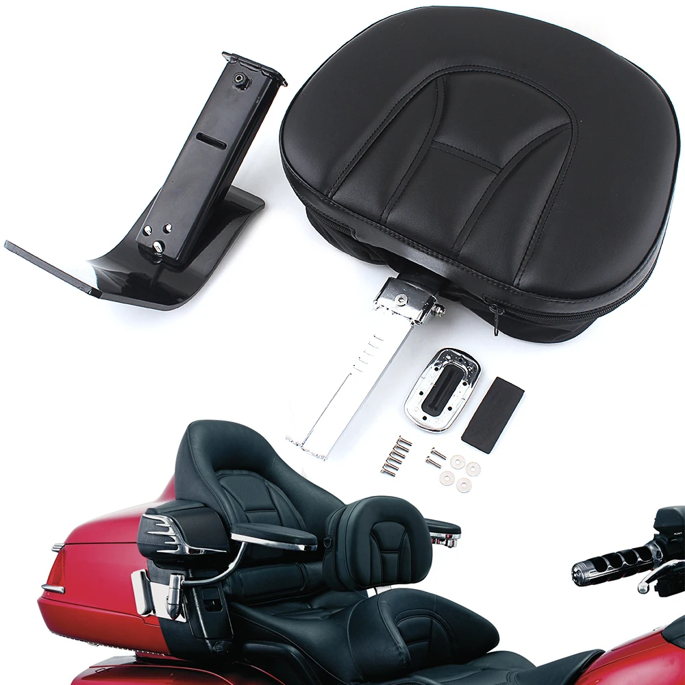 

Adjustable Motorcycle Accessory Plug-N-Go Driver Front Seat Backrest Pad For 2001-2017 Honda Gold Wing Goldwing GL1800 Black