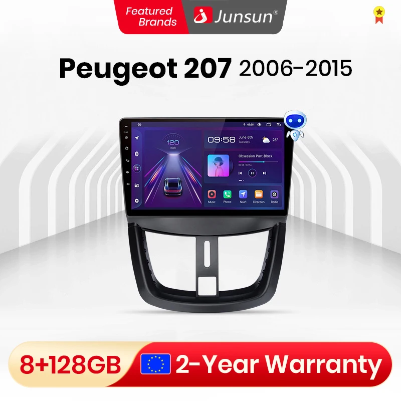 Junsun V1 Pro 8G + 128G для Peugeot 207 207CC 2006 - 2015 Автомагнитола видеопроигрыватели CarPlay Android Авто
