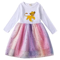 The Lion King Simba Girls Toddler Prom Mesh Dresses Children Party Clothes Long Sleeve Princess Costume Kids Fall Dresses 1