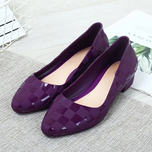 Women Low Heels 2020 Woman Fashion Pumps Women's Spring Autumn Slip On Shallow Ladies Casual Female Elegant Thick Heels Shoes Purple