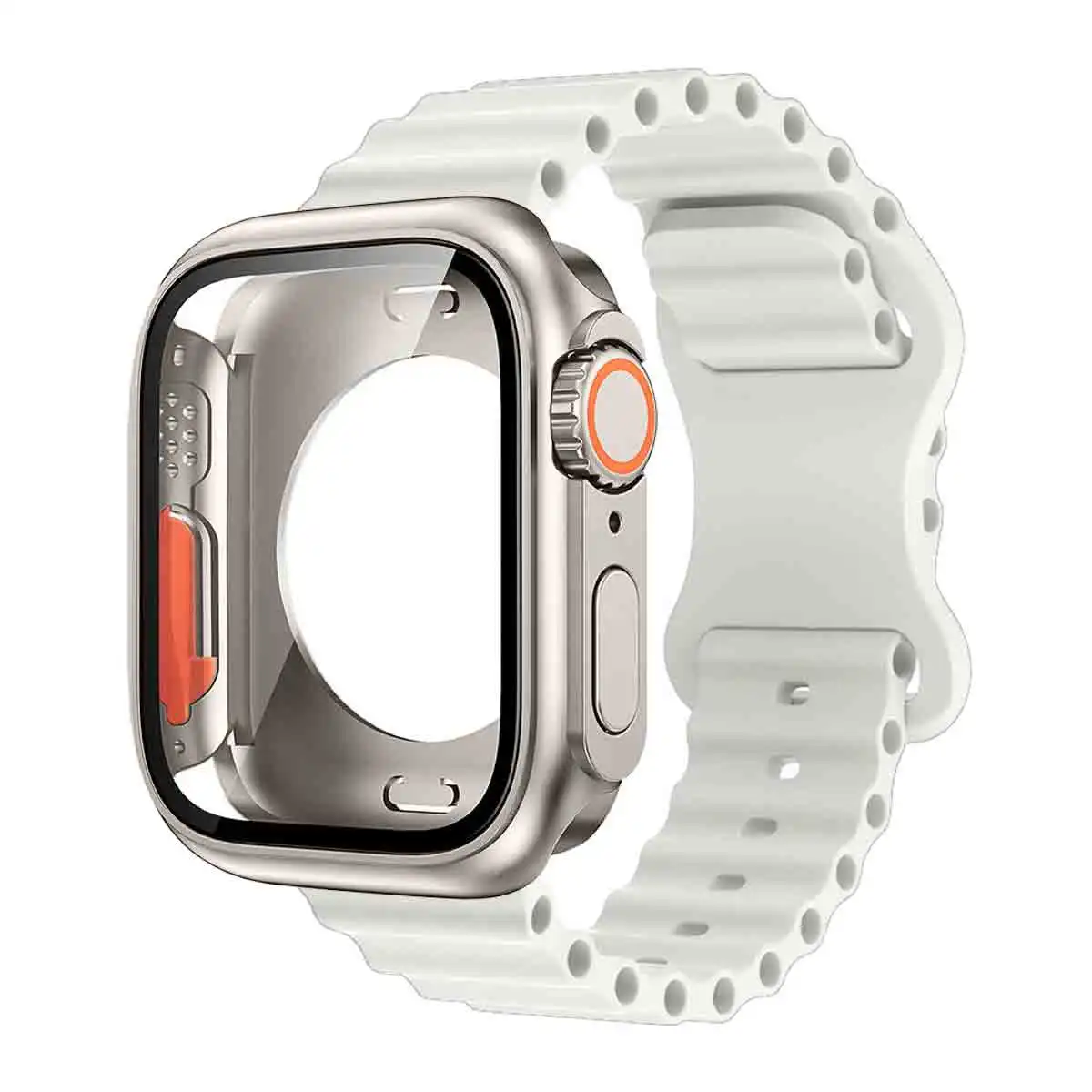 Premium Glass Case and Strap Set for Apple Watch with Screen Protection