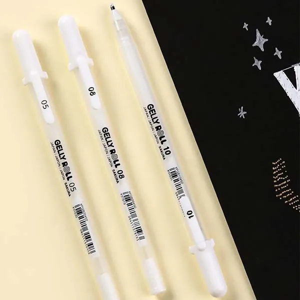 3 Pcs 0.8mm Creative White Ink Gel Pen  Pens Stationery White Ink Pens - 3  Pcs 0.8mm - Aliexpress