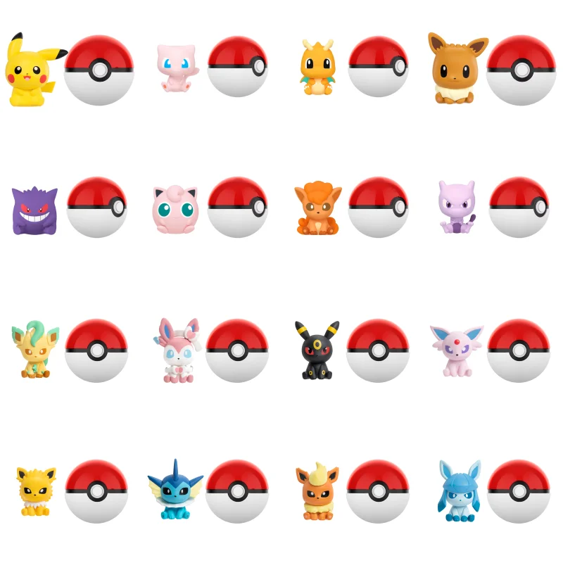 Pokemon Anime Figuren Blind Poke Ball Mini Puppen Original Echte Gengar Bulbasaur Sylveon Auto Modell Desktop Ornament Spielzeug Geschenk