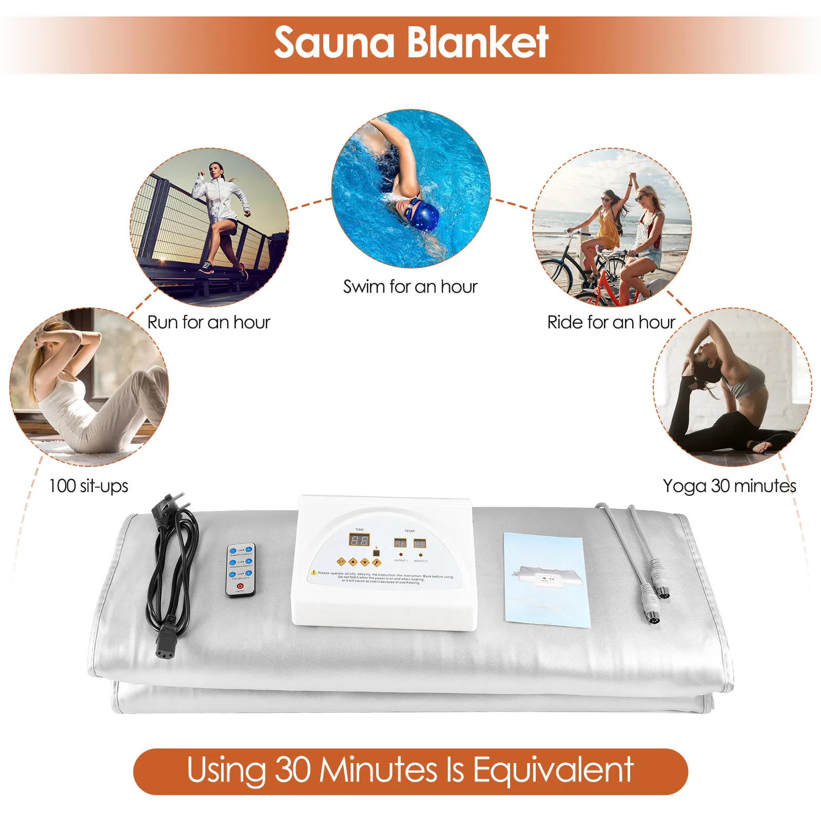 Electric Heating Blanket Infrare Sauna Blanket for Weight Loss Detox Thermal Sauna Blanket PU Waterproof Home Use EU Stock 2