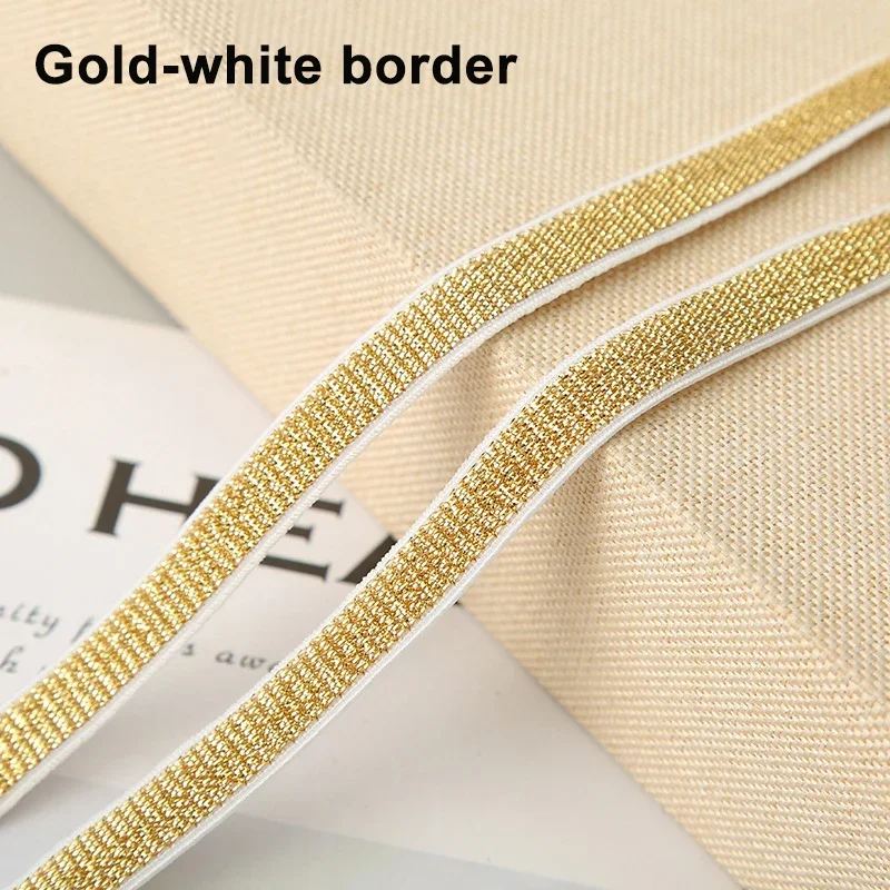 Elastic Glitter Ribbon Strap - Soft Gold & Silver, 2/5 Meter - Versatile for DIY Sewing, Crafting & Waistband Projects